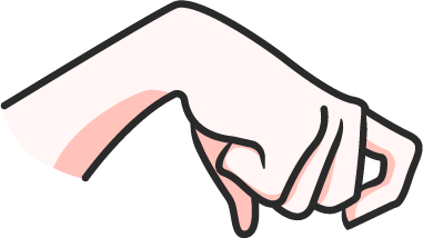 Left hand pinching